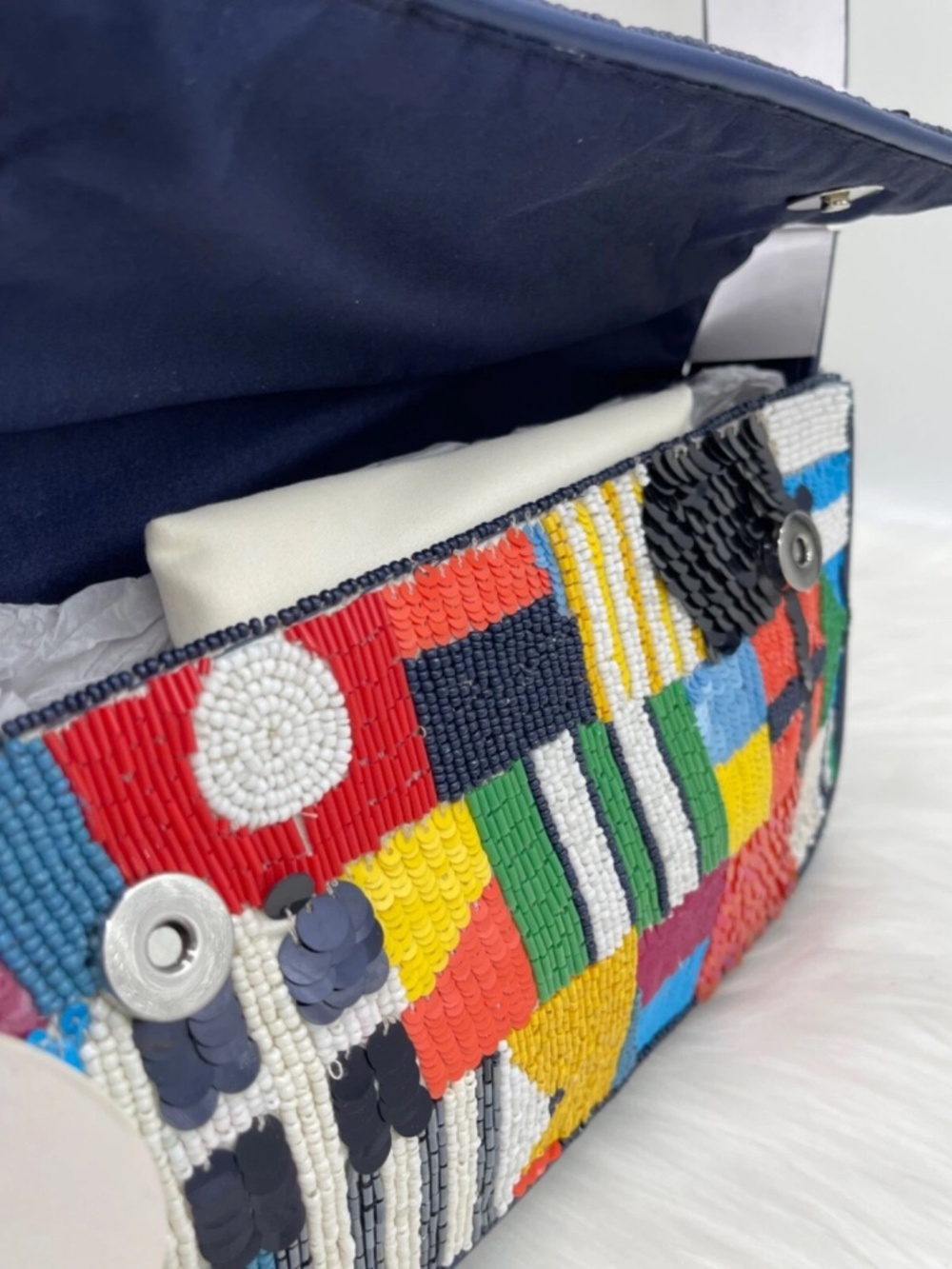 AUTH NWT Staud Tommy Glass Bead Sequin Shoulder Bag In Sails UP ~NEW Arrival~ - Picture 8 of 16